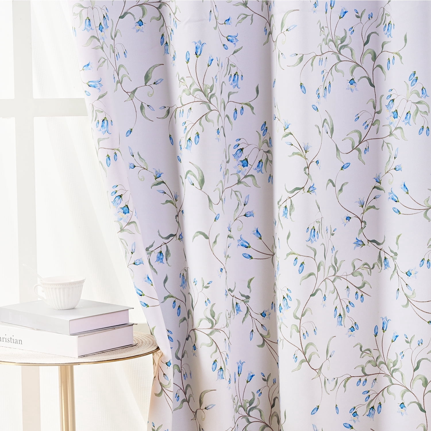 Alishomtll Blackout Curtains Country Floral Printed Thermal Insulated Window Drapes for Bedroom Living Room 84 Inches Long,52" Wide, 2 Panels