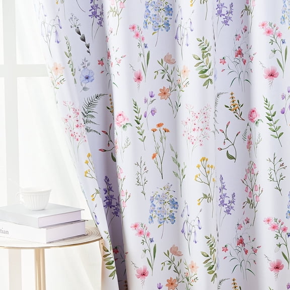 Alishomtll Blackout Curtains Floral Printed Thermal Insulated Window Drapes for Bedroom Living Room 63 Inches Long,52" Wide, 2 Panels