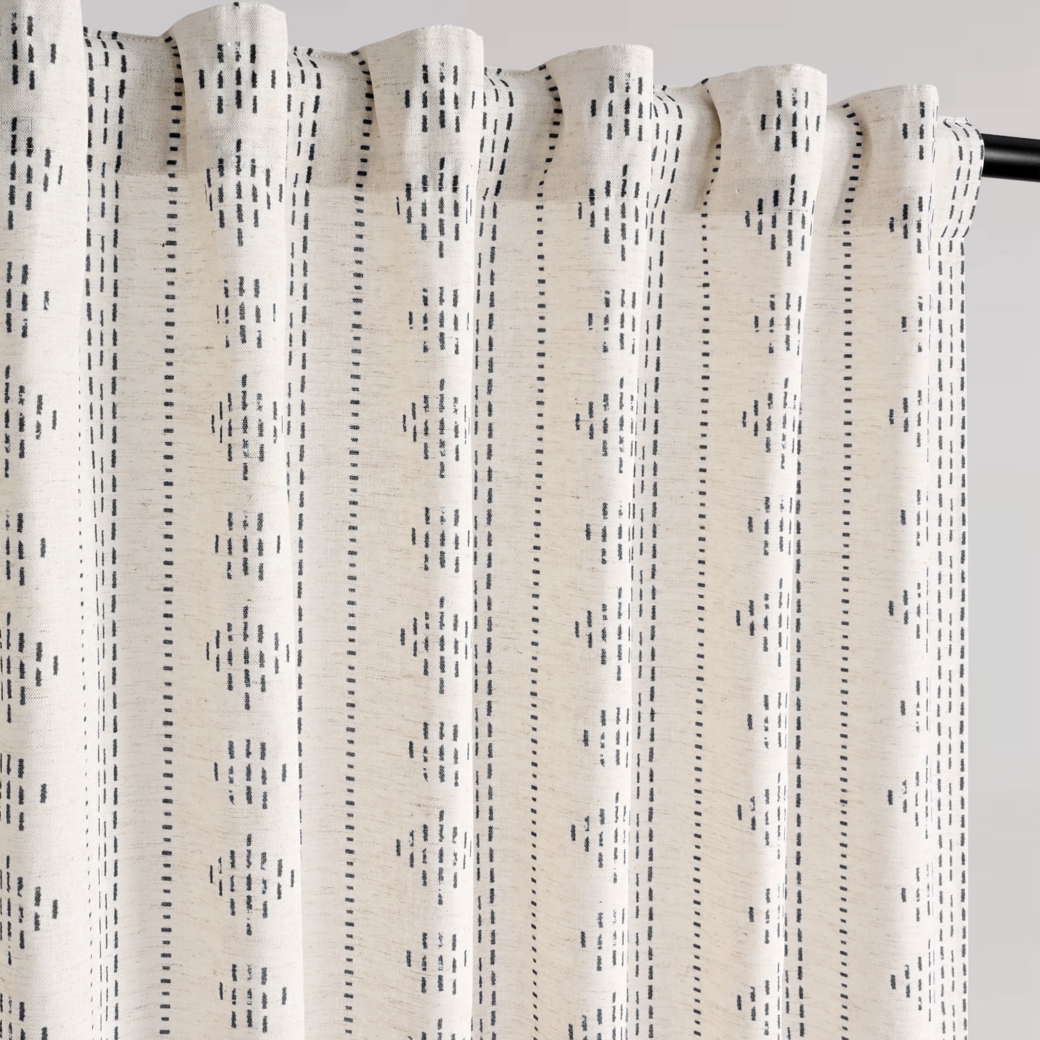 Alishomtll Boho Farmhouse Curtains Linen Light Filtering Grey Geometric Striped Window Drapes ,52"x63", 2 Panels
