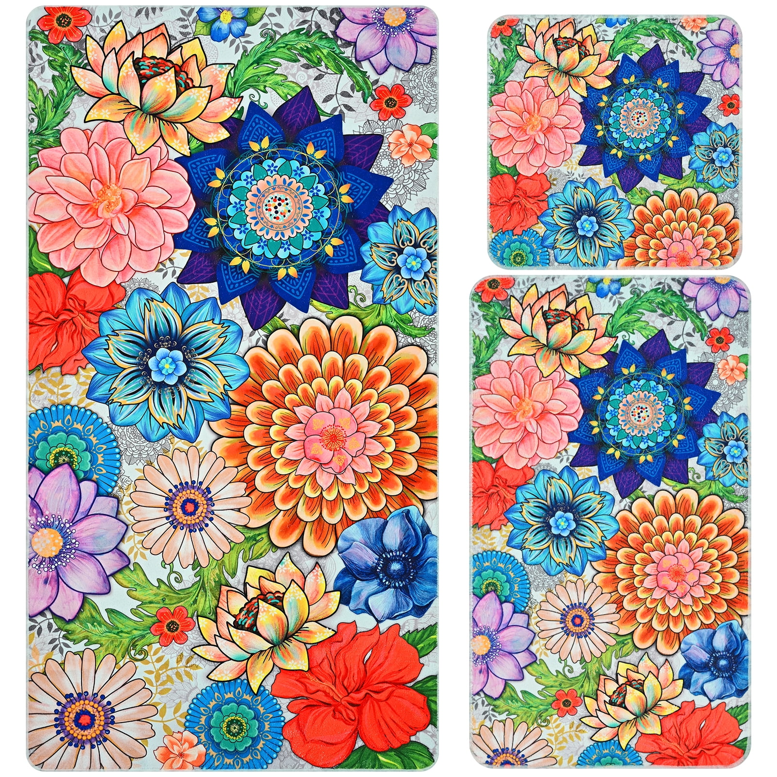 Alishomtll Boho Floral Bath Towels 3Pcs Bathroom Towels Sets Include ...