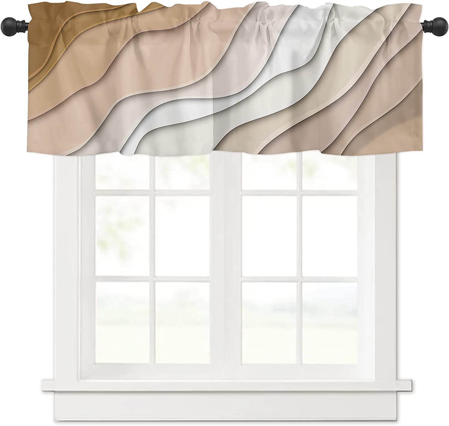 ECZJNT brown old wood texture with knot Window Curtain Valance Rod Pocket Size 54x12 Inch