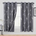 thumbnail image 1 of Alishomtll Dark Gray Blackout Curtains for Living Room ,Modern Metallic Silver Wave Pattern Bedroom Thermal Insulated Drapes ,2 Panel Set,52"x63", 1 of 11
