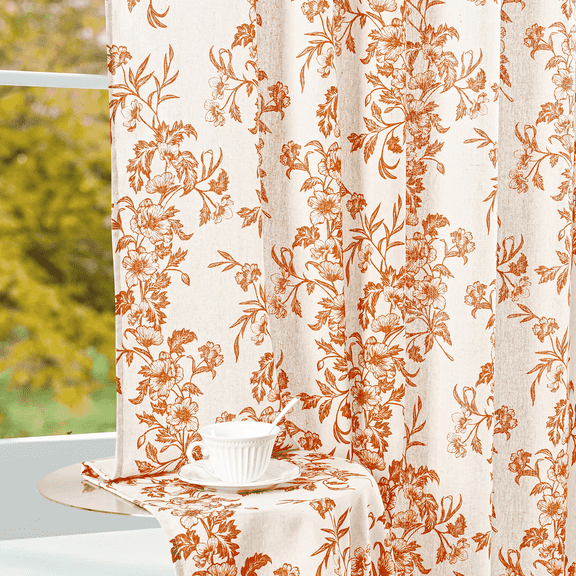 Alishomtll Fall Curtains for Living Room Farmhouse Country Floral Linen Curtains Light Filtering Window Drapes,Autumn,52"x84", 2 Panels