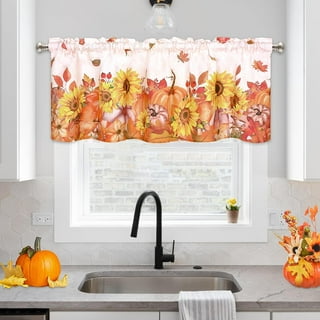  Fall Pumpkin Orange Kitchen Curtain Valance, Window Curtain  Valance Rod Pocket, Fall Valances Window Treatment for Living Room Bedroom  Thanksgiving Decor (54x18 Inch Black White Buffalo Check Plaid) : Home 