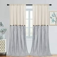 thumbnail image 1 of Alishomtll Farmhouse Curtains Natural Blue Stripe Cotton Linen Button Boho Rustic Rod Pocket Back Tab Window Drapes for Living Room ,52 x 96 Inch, 2 Panels, 1 of 9