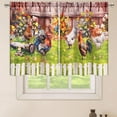 Alishomtll Farmhouse Rooster Kitchen Curtains Floral Rustic Rod Pocket ...