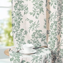 Alishomtll Floral Curtains for Living Room Farmhouse Country Linen Curtains Light Filtering Window Drapes,Sage Green ,52"x84", 2 Panels