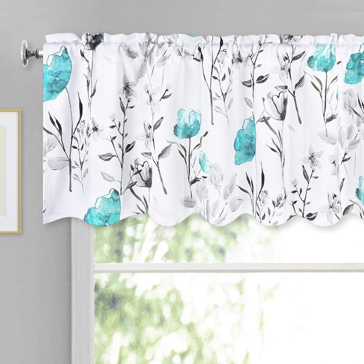 Today's Curtain Flora Leaf Jacquard Panel – Blue, 52" W X 63" L – Heavy Weight Woven Polyester With Scrolling Leaf Design
