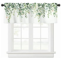 Alishomtll Green Valance Curtains for Living Room Bedroom Kitchen Windows Watercolor Floral Print ,52 x 18 inch,Rod Pocket