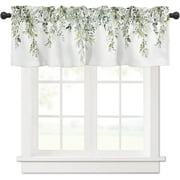 Alishomtll Green Valance Curtains for Living Room Bedroom Kitchen Windows Watercolor Floral Print ,52 x 18 inch,Rod Pocket