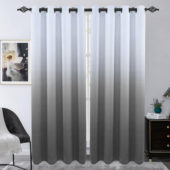 Alishomtll Grey Blackout Curtains Grommet Room Darkening Window Drapes for Living Room Bedroom ,2 Panels of 52" W x 84" L