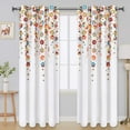thumbnail image 1 of Alishomtll Grommet Curtain Falling Floral Window Drapes for Bedroom Living Room Light Filtering ,63"L x 52"W , Set of 2ï¼Orange, 1 of 10