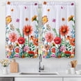 thumbnail image 1 of Alishomtll Kitchen Curtains Blossom Floral Print Window Curtain Tier Sets Rod Pocket, 26"Wx36"L,2 Panels,White, 1 of 5