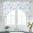 thumbnail image 1 of Alishomtll Kitchen Curtains Teal Floral Valance Swag Curtains Watercolor Flower Window Drapes,61" W x 36" L,Rod Pocket, 1 of 6