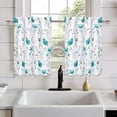 thumbnail image 1 of Alishomtll Modern Teal Floral Watercolor Rod Pocket Light Filtering Curtains, 26" x 24", 2 Panels, 1 of 6