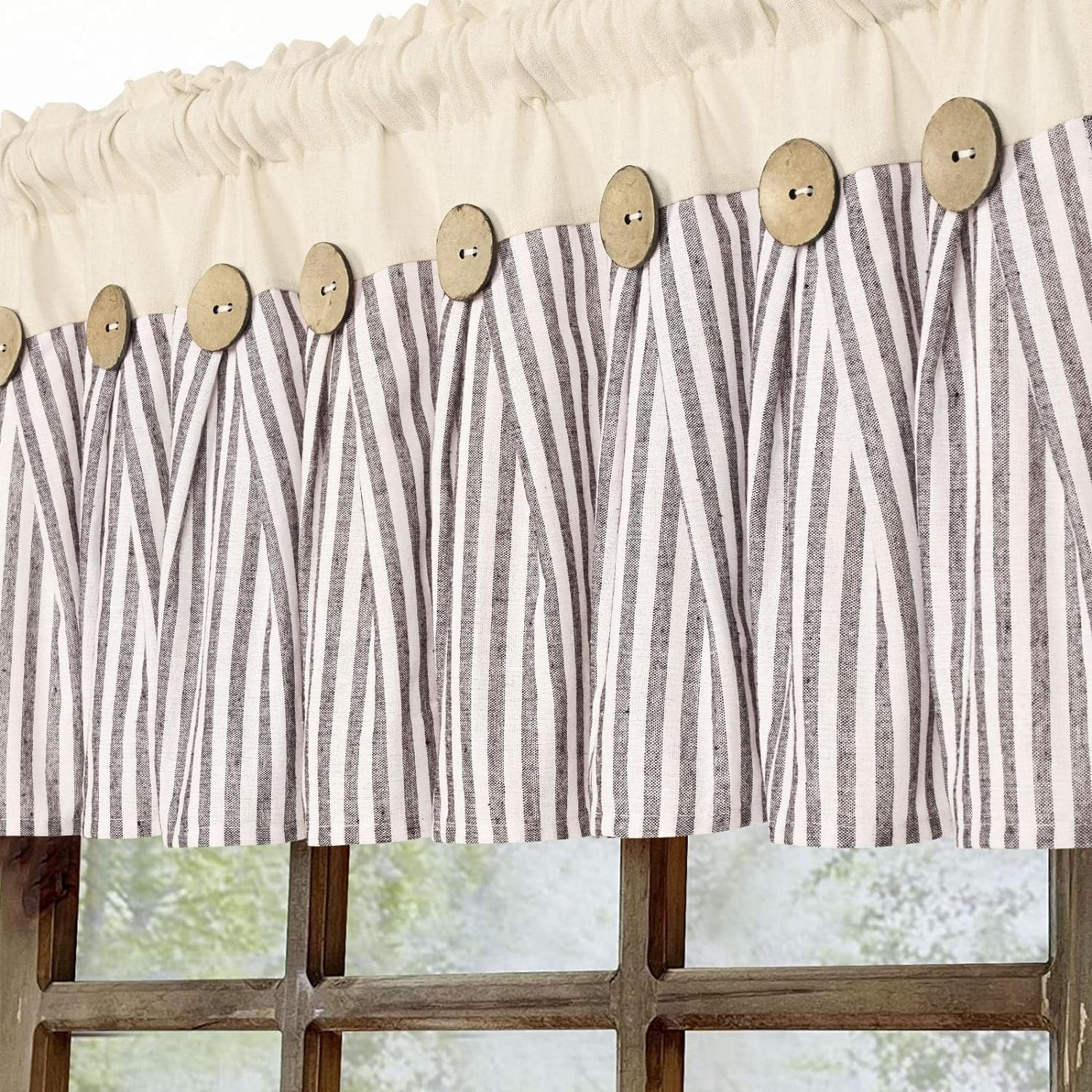 Alishomtll 18'' Long Cotton Linen Kitchen Valance Curtains with 8