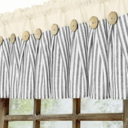 Alishomtll Kitchen Curtains Valances 8 Button Linen Cotton Valances for Windows 18 Inches Long,Rod Pocket ,Grey