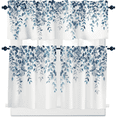 thumbnail image 1 of Alishomtll Kitchen Curtains and Valances Sets Blue Floral Print Kitchen Curtains 3 Piece Set 36 Inches Long,Rod Pocket, 1 of 9