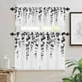 thumbnail image 1 of Alishomtll Kitchen Curtains and Valances Sets Grey Watercolor Leaves Print Kitchen Curtains 3 Piece Set 36 Inches Long,Rod Pocket, 1 of 8
