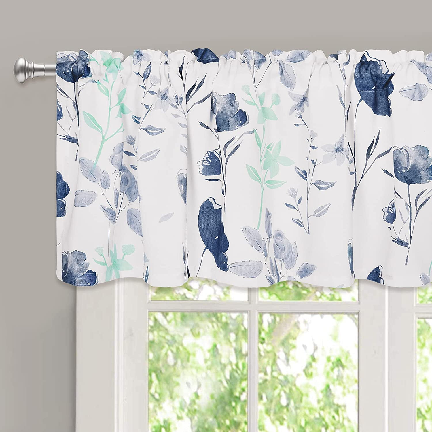 Alishomtll Floral Kitchen Curtain Valance, Light Filtering, Blossom