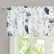 Alishomtll Light Filtering Kitchen Curtain Valance Blossom Flower Print Rod Pocket Window Treatment, 52W" x 18L", 1 Panel