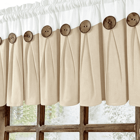 Alishomtll Linen Valance Farmhouse Boho Button Kitchen Curtains ,Rod Pocket,18"L x 52"W, Linen White