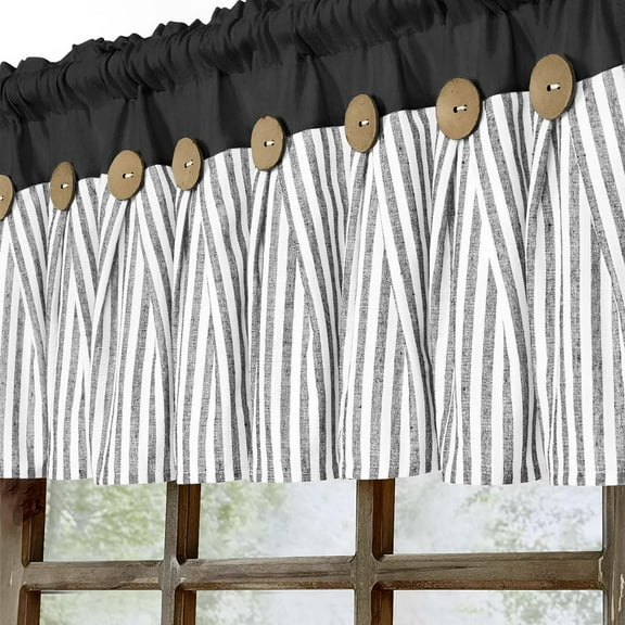 Alishomtll Modern Black Stripes Bohemian Rod Pocket Light Filtering Kitchen Valances, 52" x 18"