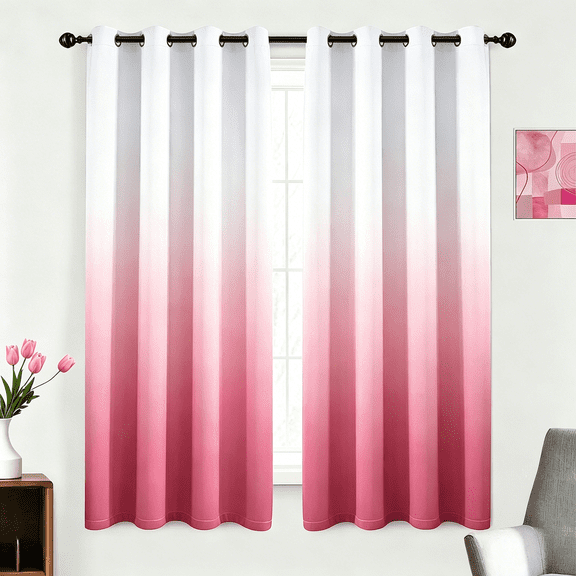 Alishomtll Pink Blackout Curtains Grommet Room Darkening Window Drapes for Living Room Bedroom ,2 Panels of 52" W x 63" L