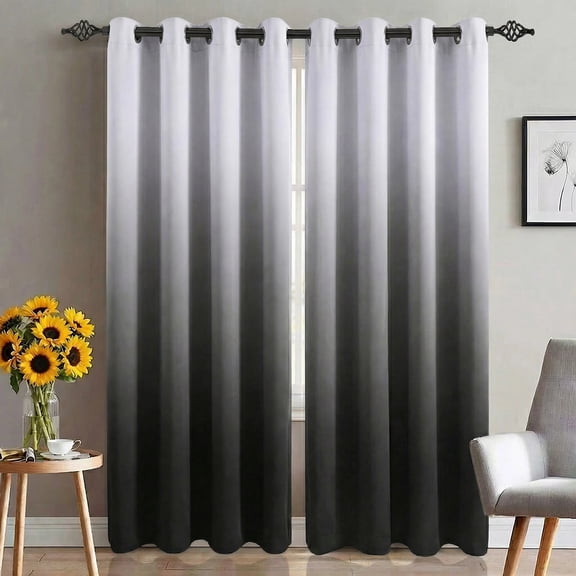 Alishomtll Room Darkening Black Blackout Curtains Grommet Window Drapes for Living Room Bedroom ,2 Panels of 52" W x 84" L