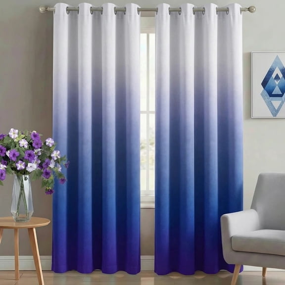 Alishomtll Room Darkening Blue Blackout Curtains Grommet Window Drapes for Living Room Bedroom ,2 Panels of 52" W x 84" L