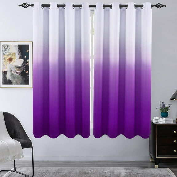 Alishomtll Room Darkening Purple Blackout Curtains Grommet Window Drapes for Living Room Bedroom ,2 Panels of 52" W x 63" L