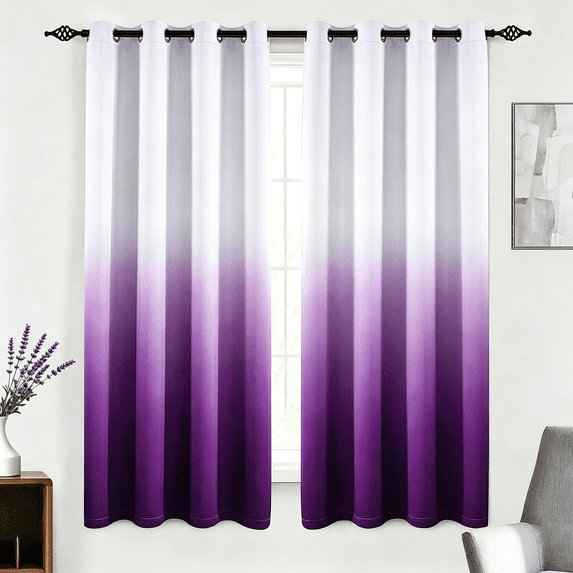 Alishomtll Room Darkening Purple Blackout Curtains Grommet Window Drapes for Living Room Bedroom ,2 Panels of 52" W x 63" L