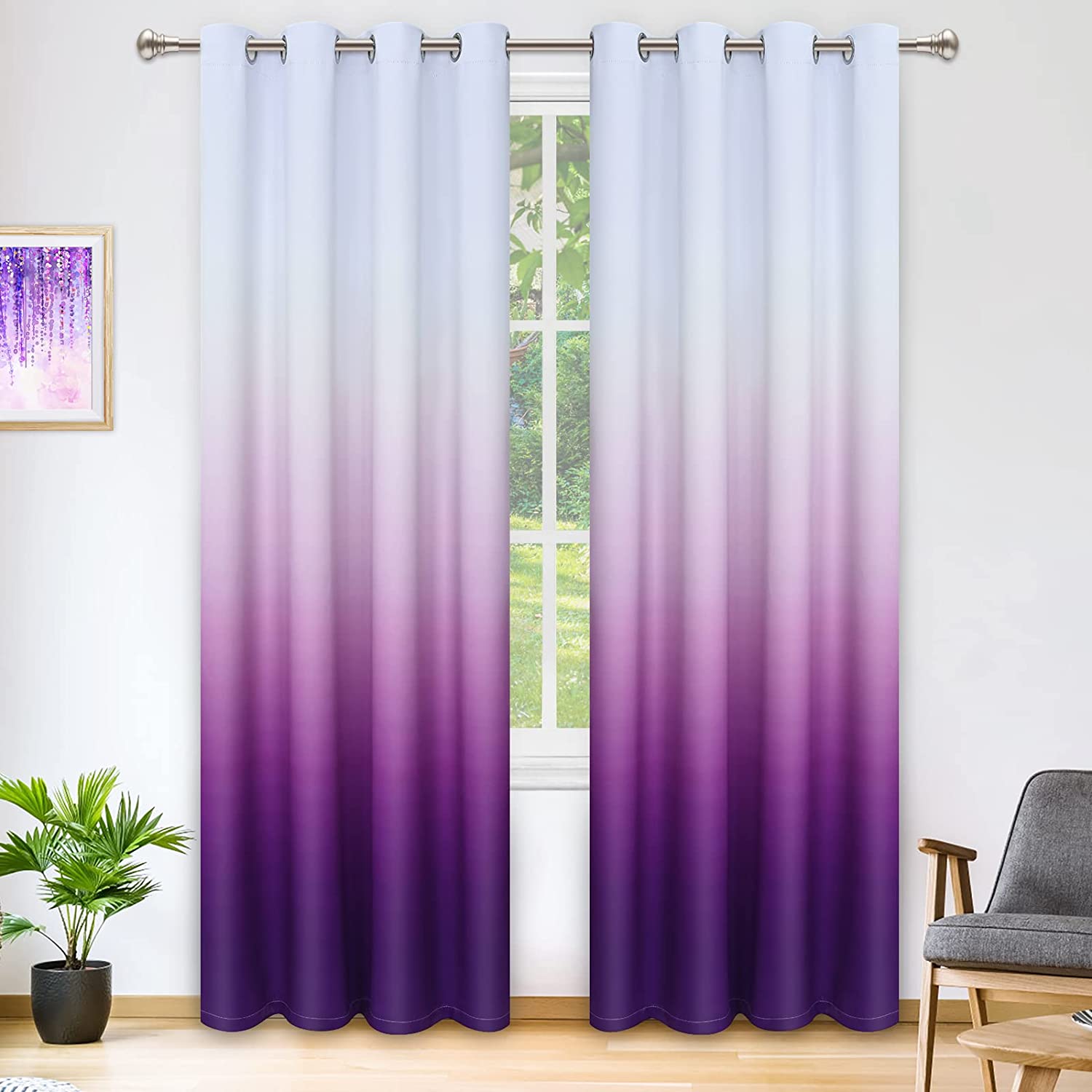 DriftAway Mia Stripe Room Darkening Grommet Unlined Window Curtains 2 Panels Each 52 Inch by 84