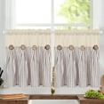 thumbnail image 1 of Alishomtll Stripe Kitchen Curtains 8 Button Linen Cotton Window Curtains Sets 24 Inches Long ,Rod Pocket ,Brown, 1 of 8