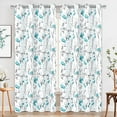 thumbnail image 1 of Alishomtll Teal Floral Blackout Curtains for Living Room Bedroom Energy Efficient Thermal Insulated Grommet Window Drapes, 52"x 84",Set of 2, 1 of 8
