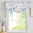 thumbnail image 1 of Alishomtll Teal Gray Watercolor Floral Printed Balloon Adjustable Tie Up Valances Curtains, 42 x 63 Inch, 1 of 6