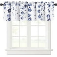 thumbnail image 1 of Alishomtll Valance Curtains Falling Flower Rod Pocket Light Filtering Window Drapes ,18"L x 52"W,Blue, 1 of 7