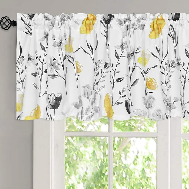 Alishomtll Valance Curtains Flower Print Window Curtain Valance Rod