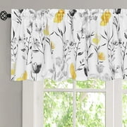 Alishomtll Valance Curtains Flower Print Window Curtain Valance Rod Pocket, Yellow ,52W" x 18L"