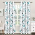 thumbnail image 1 of Alishomtll Watercolor Gray Teal Floral Window Curtains for Living Room Light-filtering Grommet Drapes, 52"x 63",Set of 2, 1 of 7