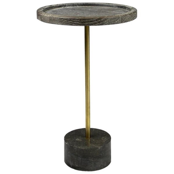 Aliso Tipton Solid Wood End Table with Steel and Marble Base in Brown - 20"