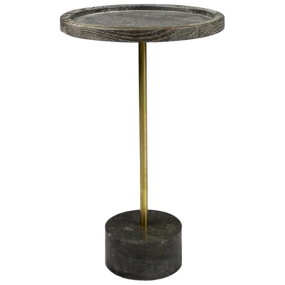 Aliso Tipton Solid Wood End Table with Steel and Marble Base in Brown - 20"
