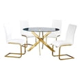 thumbnail image 1 of Alison 5-piece Modern Glass Top Dinette Set in White/Gold, 1 of 2
