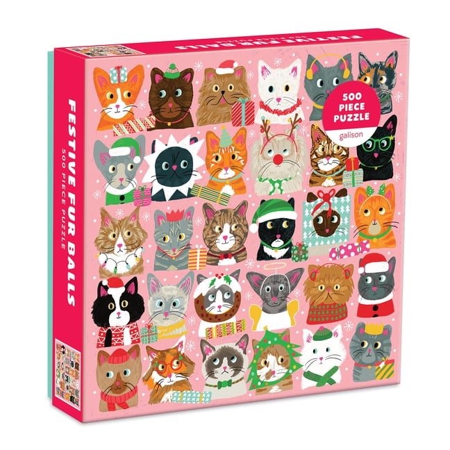 Galison, Alison Festive Furballs Puzzle, 500 Count, Multicolor