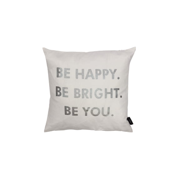 Alissa-kensie Metallic Worded Decorative Pillow 20 in. W x 20 in. L in White-Silver