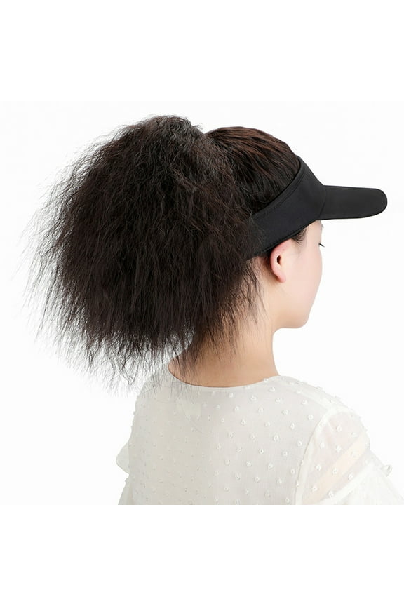 Baseball Cap Trucker Hat With Hair Extensions Synthetic Hair Wig Hat Attached Kinky Curly Adjustable Wave Hairpiece Sun Hats Visor Hats A One Size