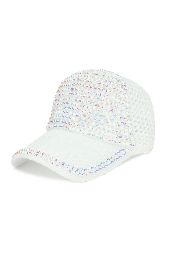 Baseball Cap Trucker Hat Women Men Studded Rhinestone Crystals Adjustable Ponytail Mesh Baseball Cap Shiny Bling Casual Sports Cap Breathable Sun Hat Sun Hats Visor Hats White One Size