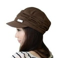 thumbnail image 1 of Alitao Beret Hats Beanie Women Cotton Beret New Autumn And Winter Comfortable Breathable Fold Cap Newsboy Cap Brown One Size, 1 of 2