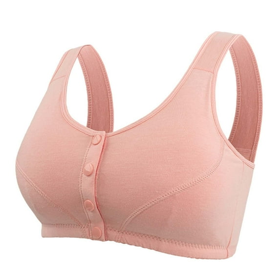 Alitao Bras for Women Wireless Bras Bra For Senior Front Closure Breathable Bra For Seniors Wirefree Bras For Older Women Seamless Bras Plus Size Bra Z1 Pink 44