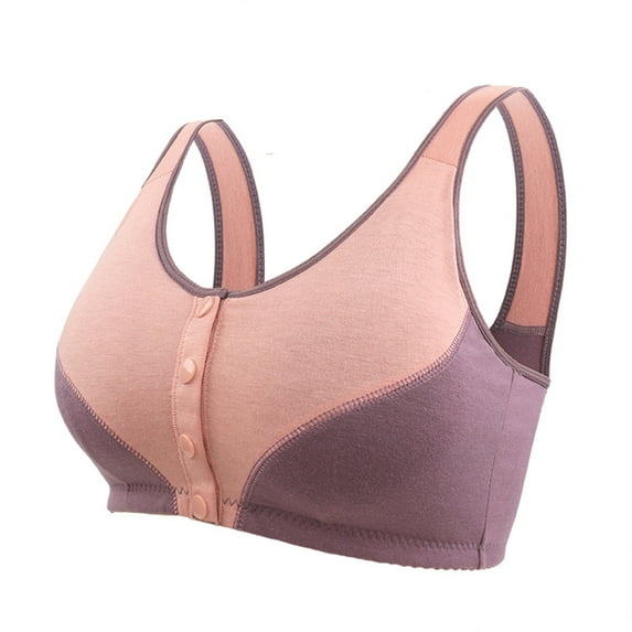 Alitao Bras for Women Wireless Bras Bra For Senior Front Closure Breathable Bra For Seniors Wirefree Bras For Older Women Seamless Bras Plus Size Bra Z1 Purple 50